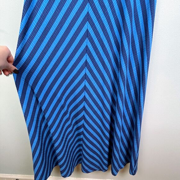 Maeve Anthropologie Bisevo Ribbed Blue Striped Maxi Dress Sleeveless Petite S - Picture 7 of 16